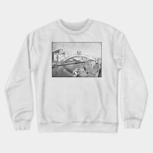 Bridge of Carcavelos, Aveiro (Portugal) Monochrome Edition Crewneck Sweatshirt